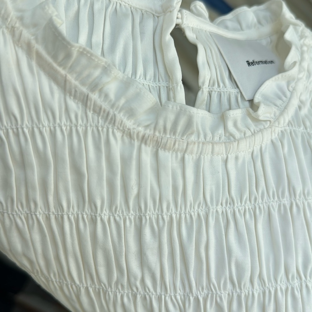 Reformation Leannah Puff-Sleeve Smocked Mini Dress 8 **NWT, see notes** - Picture 9 of 9